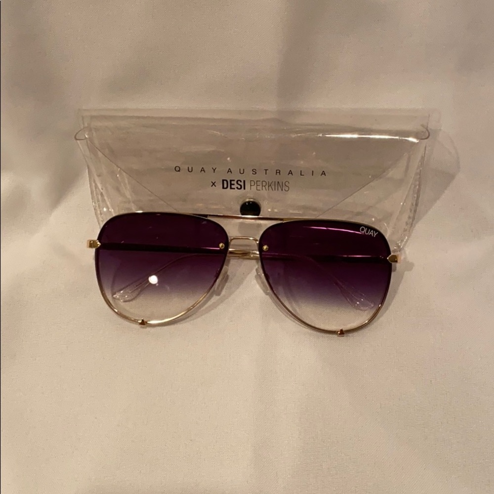 Quay High Key Rimless Gold Sunglasses